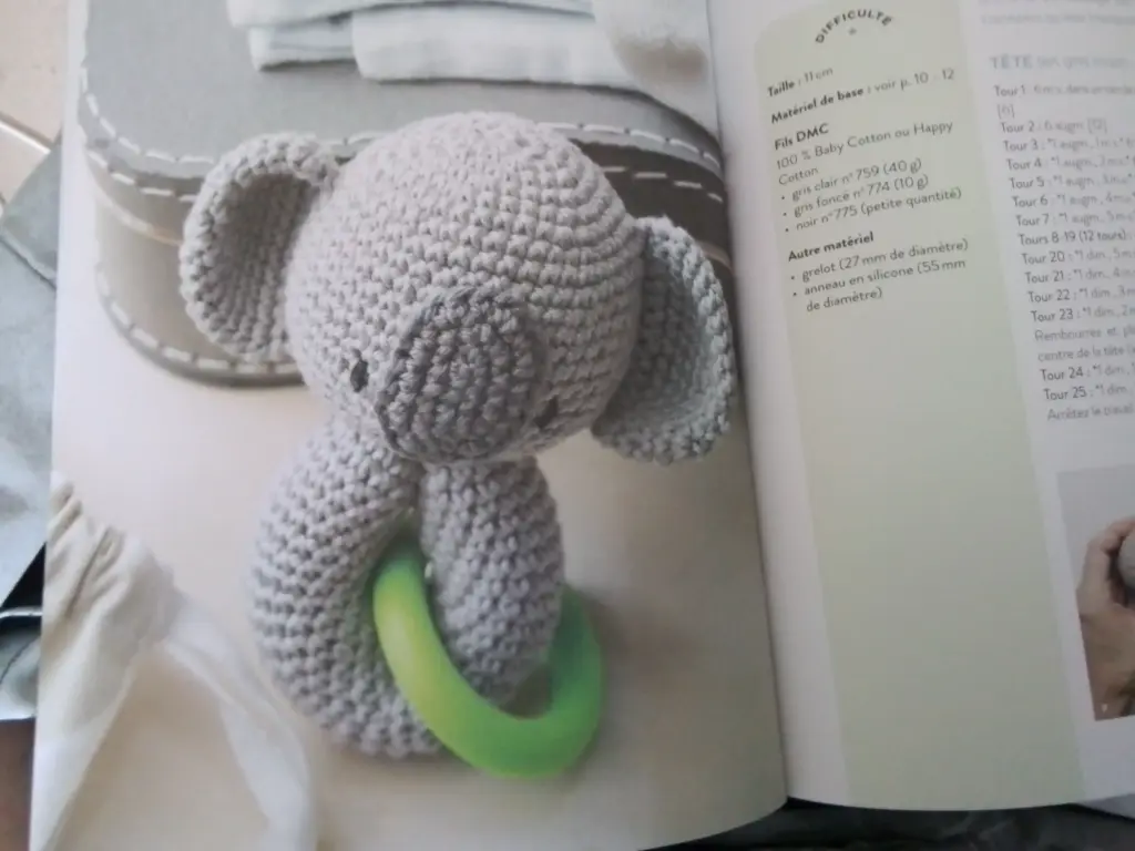 Anneau koala  (Gris, fil acrylique, 0, 0, Aucun)